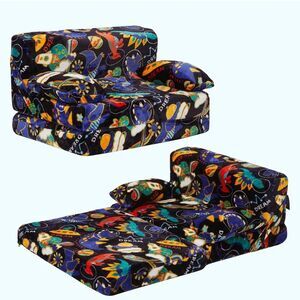 Kids Sofa Weighted Idea 2 in 1 Blue Convertible Children’s Couch Comfy Chair OW